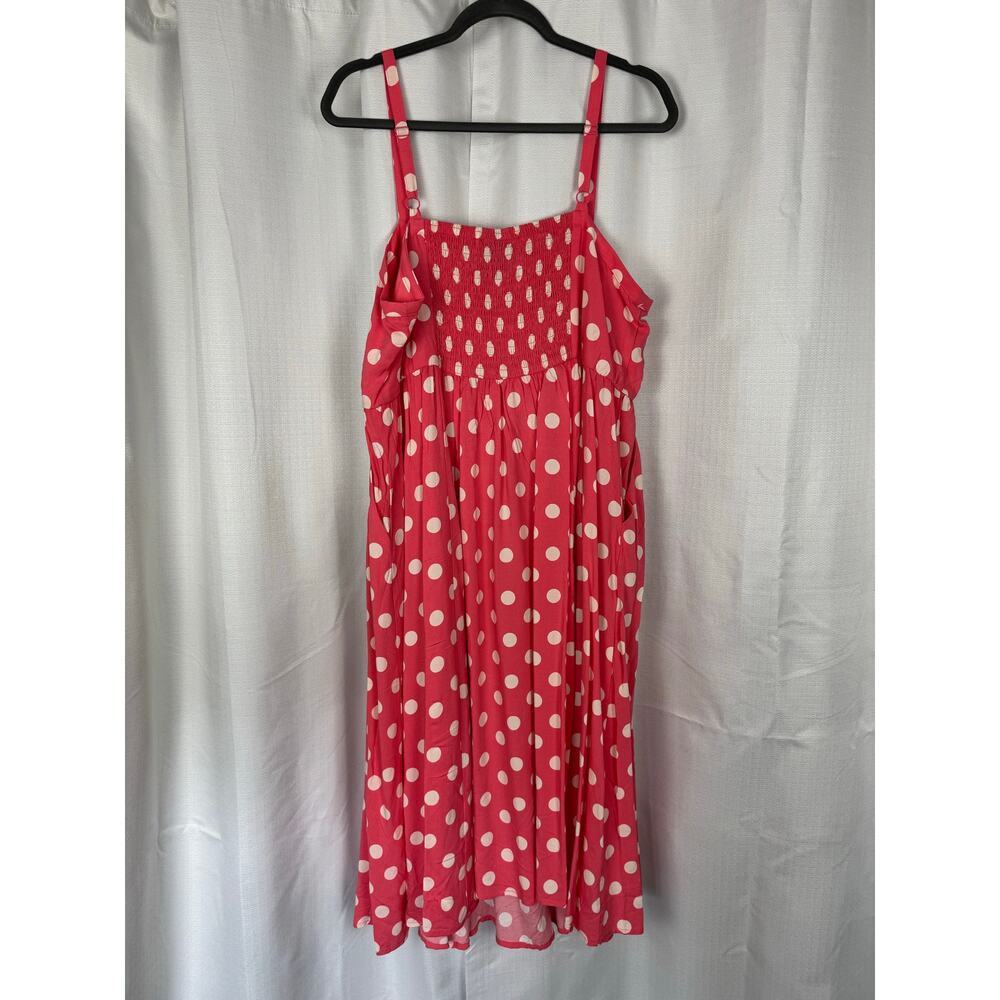 Torrid Midi Challis Sweetheart Dress Pink Polka Dot Size 1 - Picture 8 of 11